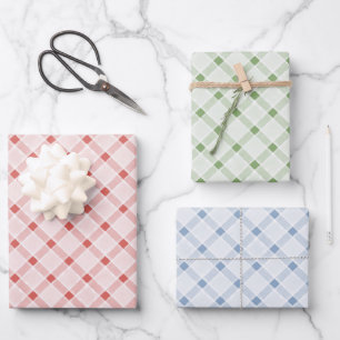Blue Green Red Pink Chic Stripes Birthday Wrapping Paper Sheet