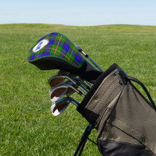 Blue Green Red White Tartan Plaid Monogram Golf Head Cover