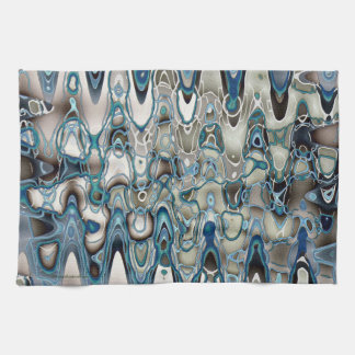 Blue green retro style tea towel