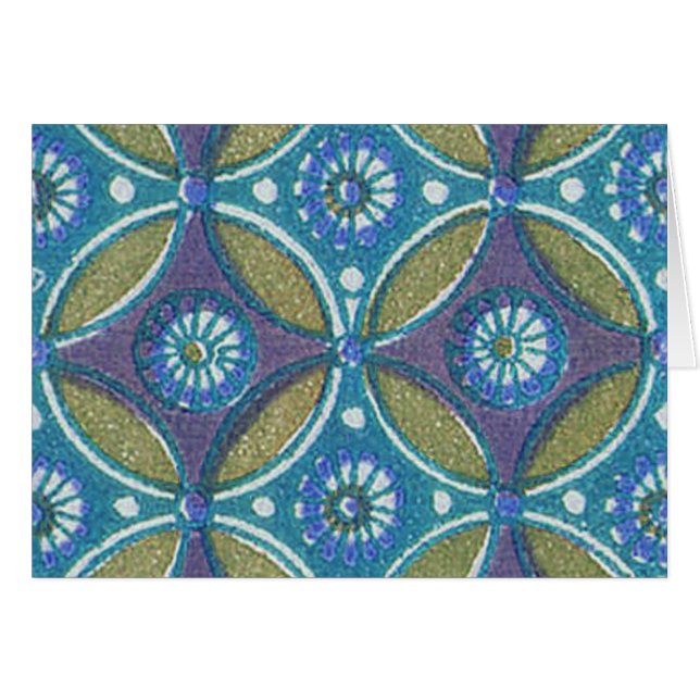 Blue Green Rustic Boho Geometric Circle Pattern (Front Horizontal)
