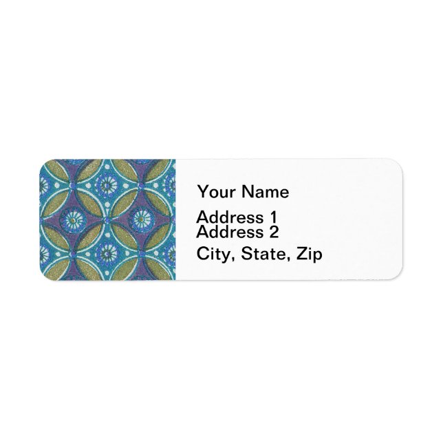 Blue Green Rustic Boho Geometric Circle Pattern (Front)