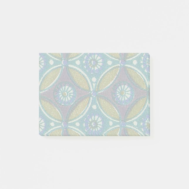 Blue Green Rustic Boho Geometric Circle Pattern Post-it Notes (Front)