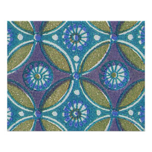 Blue Green Rustic Boho Geometric Circle Pattern Poster
