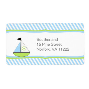 Blue Green Sailboat Baby Shower Address or Favour