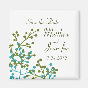 Blue & Green Save the Date Magnet - Square