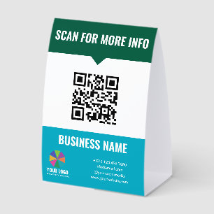 Blue Green Scan For Info Qr Code & Your Logo