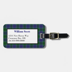 Blue & Green Scott Tartan Plaid Luggage Tag