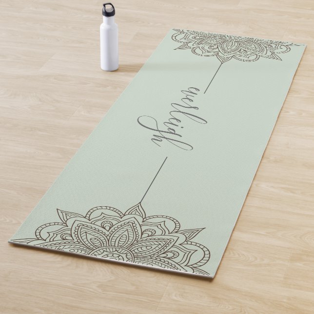 Blue Green Script Name Mandala Yoga Mat (In Situ)