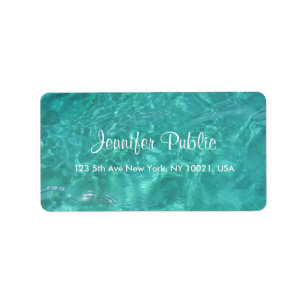 Blue Green Sea Aqua Handwritten Script Water Label