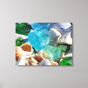 Blue Green Sea Glass Art Prints Canvas Beach Coast