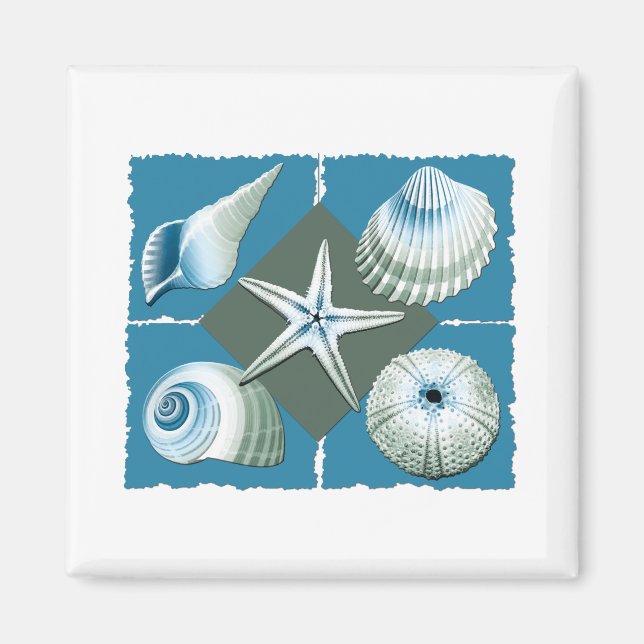 Blue & Green Sea Shells Magnet (Front)