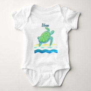 Blue & Green Sea Turtle Baby Bodysuit