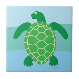 Blue Green Sea Turtle Ceramic Tile