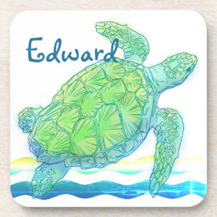 Blue & Green Sea Turtle Coaster