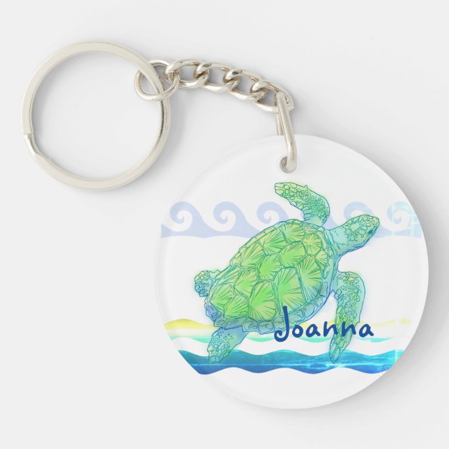 Blue & Green Sea Turtle Key Ring (Front)