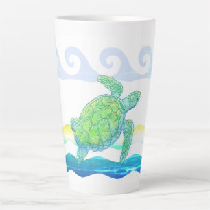 Blue & Green Sea Turtle Latte Mug