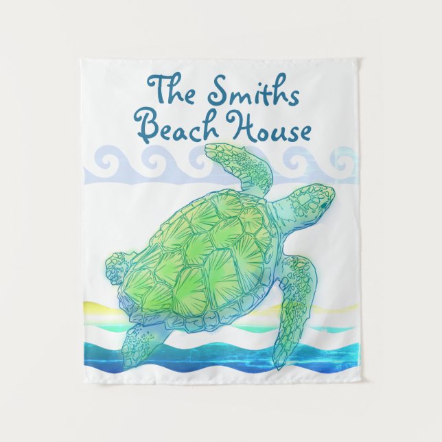 Blue & Green Sea Turtle Tapestry (Front)