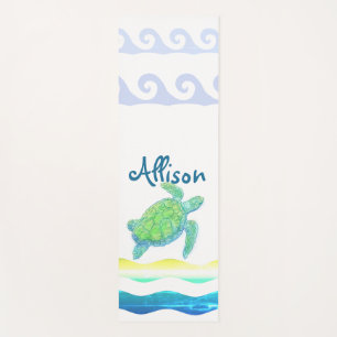 Blue & Green Sea Turtle Yoga Mat