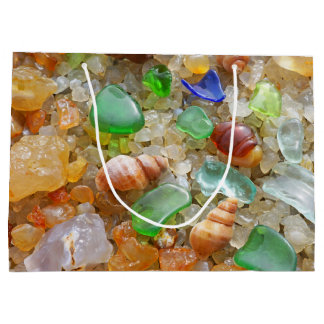 Blue Green Seaglass gift Bags Coastal Beach Shells