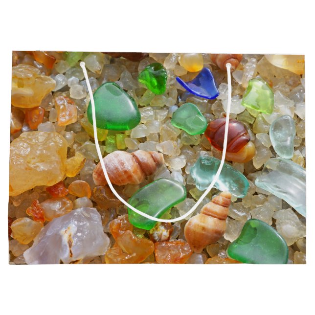 Blue Green Seaglass gift Bags Coastal Beach Shells (Back)