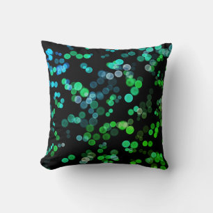 Blue Green Seagreen Abstract Bubble Pattern Cushion