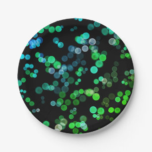 Blue Green Seagreen Abstract Bubble Pattern Paper Plate