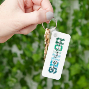 Blue Green Senior 2025 Typography Key Ring