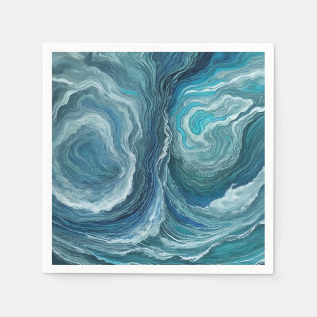 Blue Green Serenity Abstract Napkin (Front)