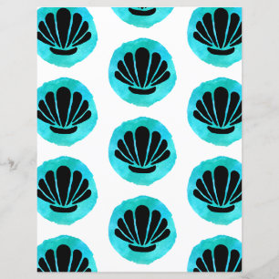 Blue Green Shell Pattern Scrapbook Paper