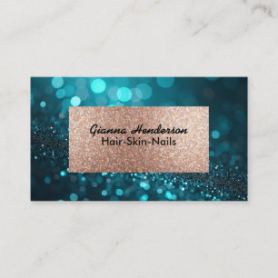 Blue Green Shiny Glitter And Gold  Business Card