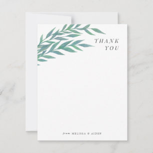 Blue Green Simple Branch Thank You Note