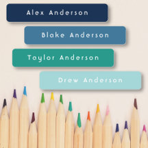 Blue Green Skinny Waterproof Adhesive Kid's Labels