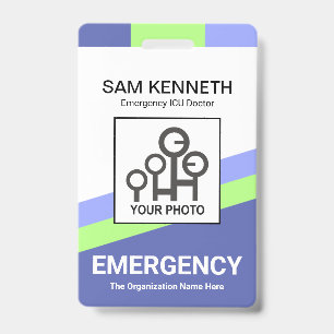 Blue Green Slanting Lines Medical ID Badge