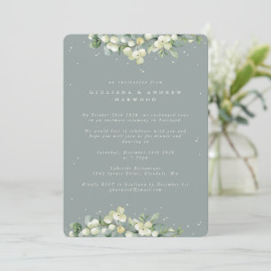 Blue-Green Snowberry+Eucalyptus Wedding Reception Invitation