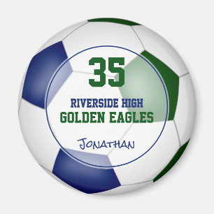 blue green soccer team colours athlete name magnet