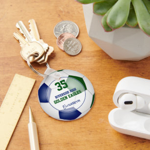 blue green soccer team gifts under 10 key ring