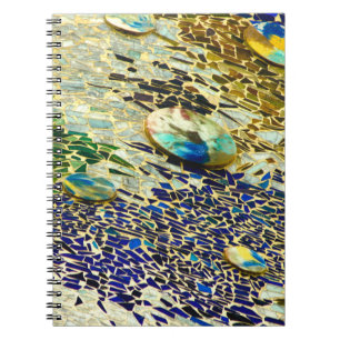 Blue Green Spanish Mosaic Spiral Photo Notebook
