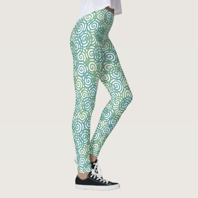 Blue Green Spirals Leggings (Right)