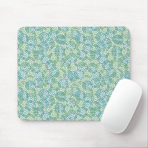 Blue Green Spirals Mouse Mat