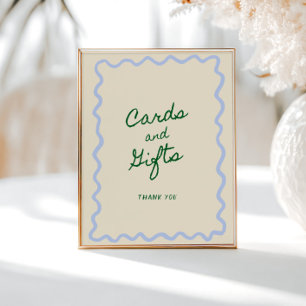 Blue Green Squiggle Frame Cards & Gifts Poster
