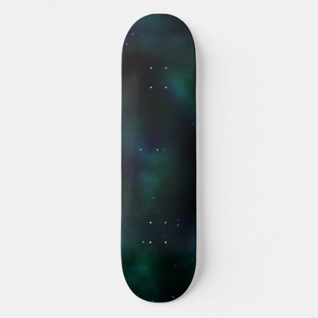 Blue Green Star Space Alien Celestial Background Skateboard (Front)