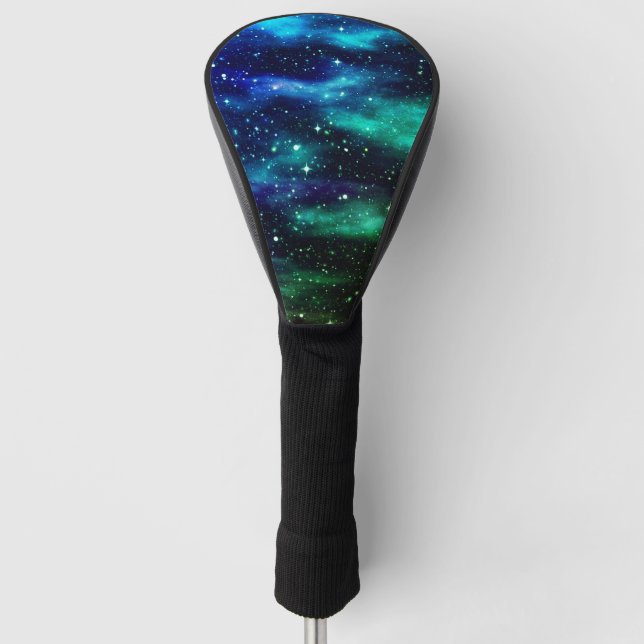 Blue & Green Starry Sky Galaxy Golf Head Cover (Front)