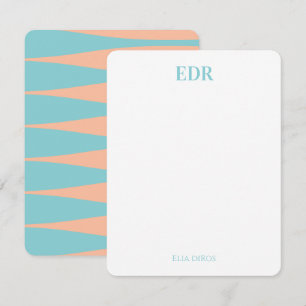 Blue & Green Striation Monogram Note Card