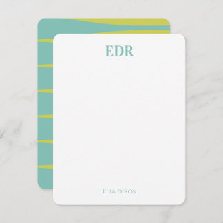 Blue & Green Striation Monogram Note Card