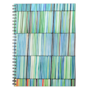 Blue Green Striped Abstract Notebook