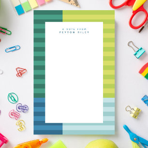 Blue green stripes fun colourful frame personalise stationery