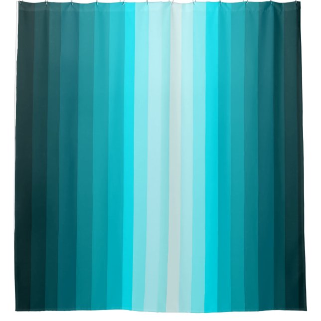 Blue Green Stripes Shower Curtain  (Front)