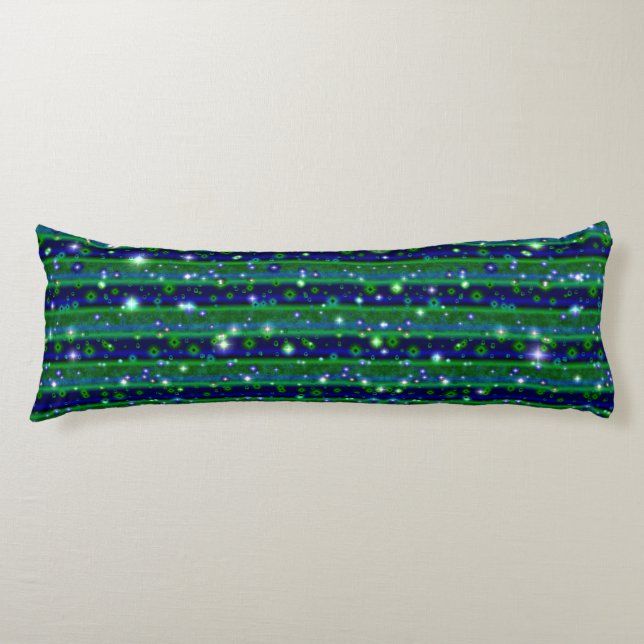 Blue Green Stripes with Stars and Raindrops Body Cushion (Front)