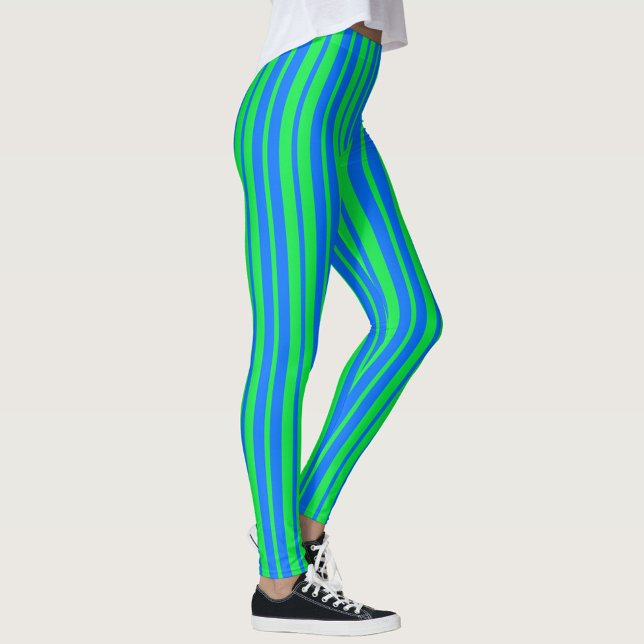 Blue Green Stylish Stripes Pattern Design  Leggings (Creator Uploaded)