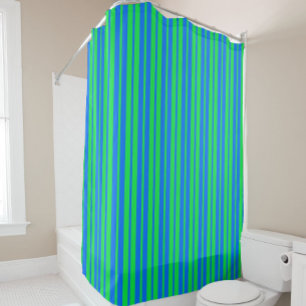 Blue Green Stylish Stripes Pattern Design  Shower Curtain